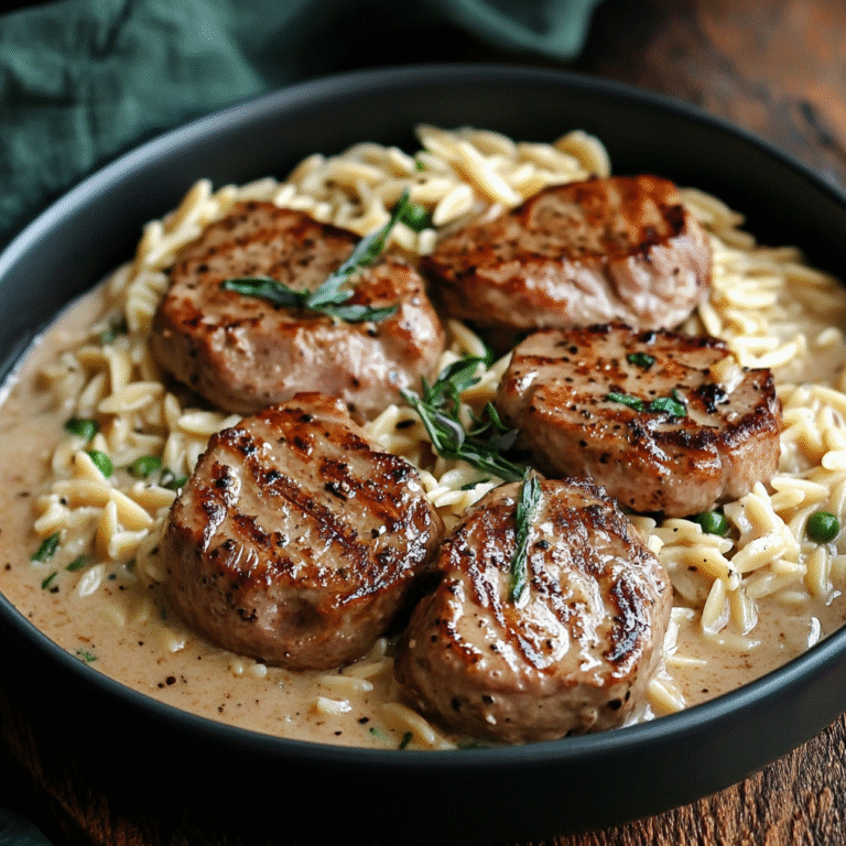 creamy Pork Tenderloin Medallions with Orzo