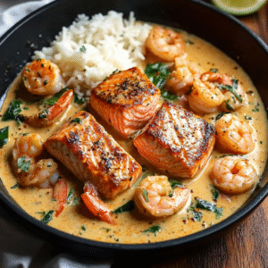 Cajun Cream Sauce with Salmon and Shrimp