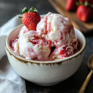 the best Roasted Strawberry Shortcake Ice Cream