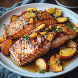 Bourbon Peach Roasted Salmon