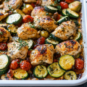 Sheet Pan Mediterranean Chicken & Zucchini