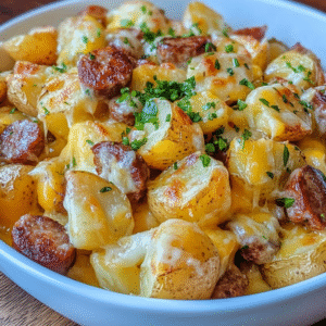 Cheesy Ranch Potatoes and Smoked Sausage