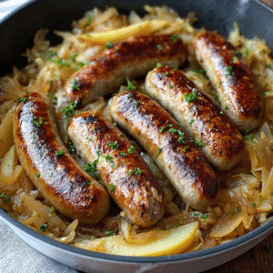 5 Easy Steps: Bratwurst with Sauerkraut, Apples, and Onions