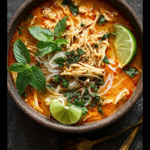 Quick & Easy Thai Red Curry Noodle Soup with Chicken