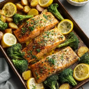 Sheet Pan Honey Mustard Salmon with Tasty Veggies Delight