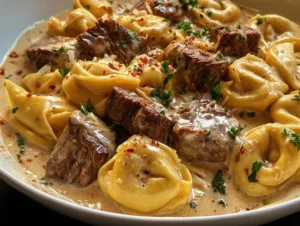 Cracked Garlic Steak Tortellini in Creamhouse Sauce Delight