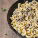 Creamy Ground Beef Alfredo Pasta