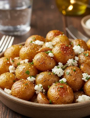 Crispy Roasted Potatoes Feta Garlic Bliss Recipe