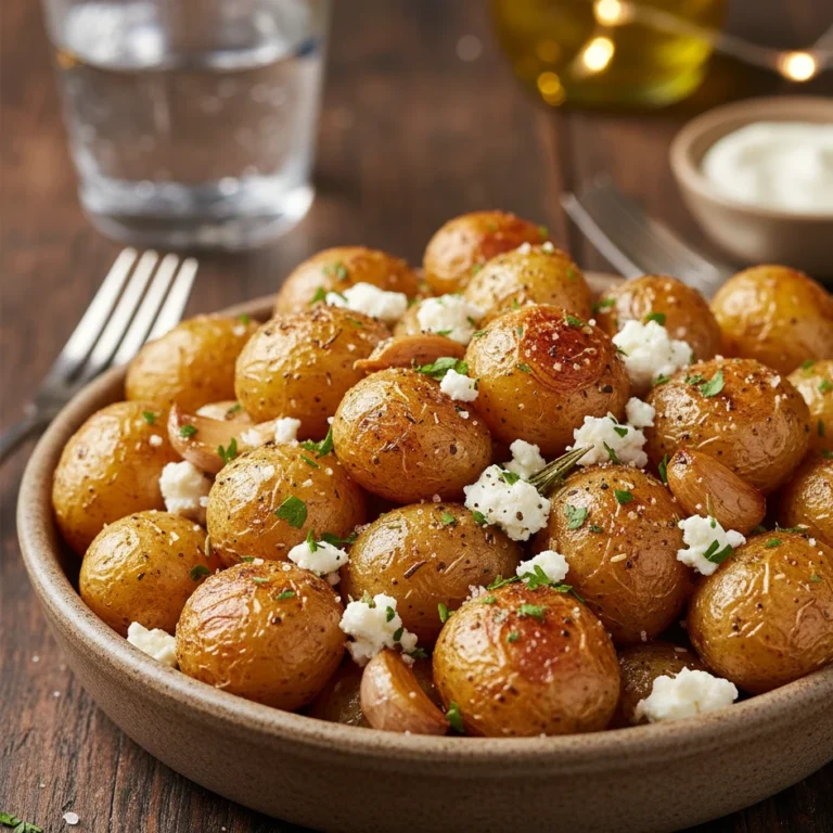 Crispy Roasted Potatoes Feta Garlic Bliss Recipe