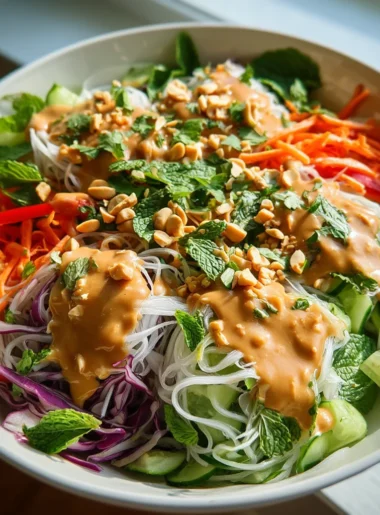 Delicious Spring Roll Salad Creamy Peanut Dressing Recipe