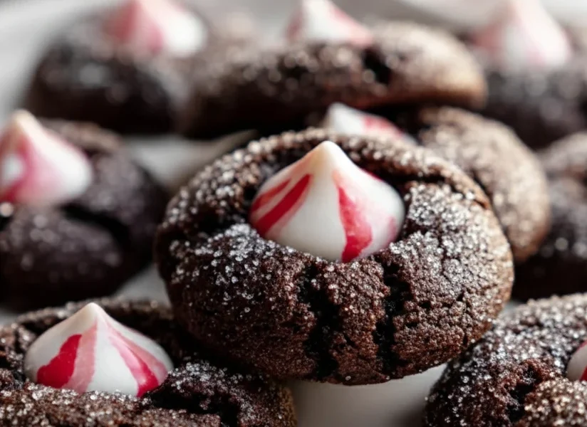 Chocolate Peppermint Blossoms Holiday Cookie Recipe