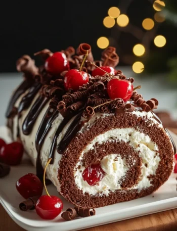 Elegant Black Forest Cake Roll Nonalcoholic Delight