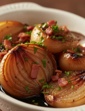 Honeyglazed Shallots Crispy Bacon