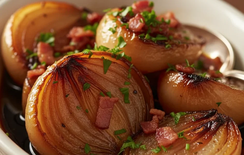 Honeyglazed Shallots Crispy Bacon