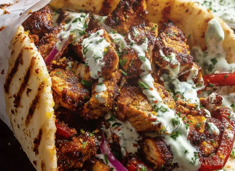 Lemongarlic Chicken Pitas Feta Tzatziki Roasted Bell Peppers