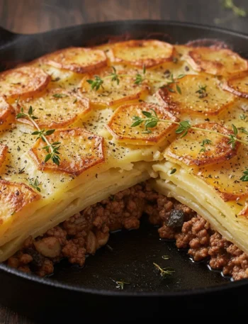 Mushroom Ground Beef Lentil Potato Skillet