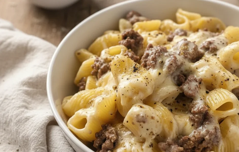 Onepot Beef Cheddar Ranch Pasta
