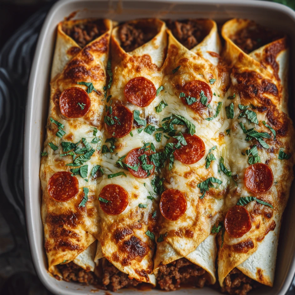 Pizza Enchiladas Pepperoni Beef