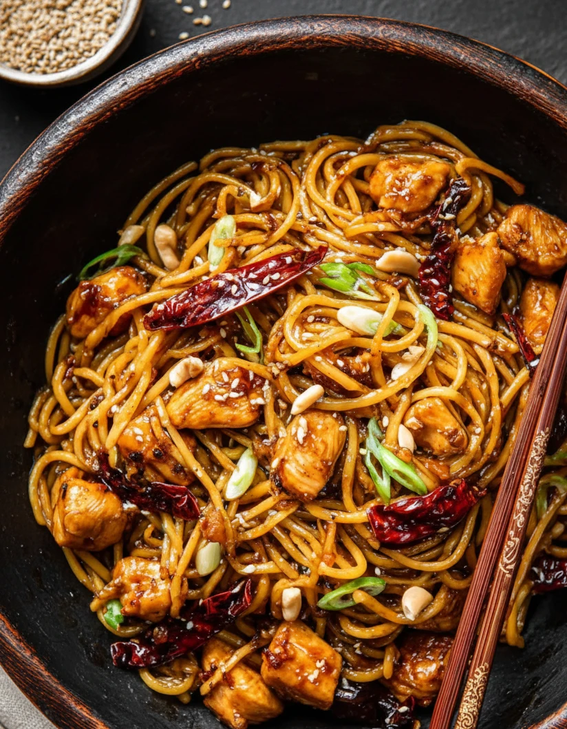 Spicy Kung Pao Chicken Noodles