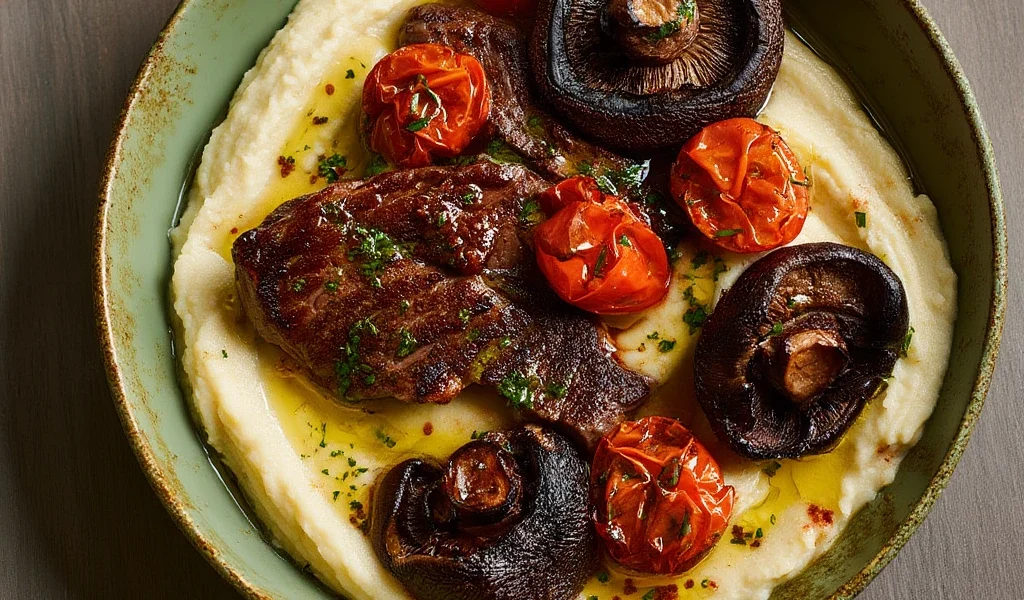 Steak Portobello Creamy Lima Bean Pure Bold Comfortdriven