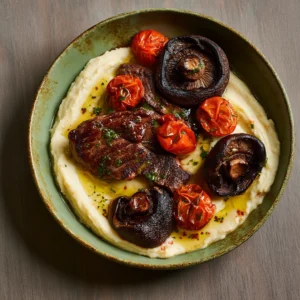Steak & Portobello with Creamy Lima Bean Purée: A Bold, Comfort-Driven Dinner