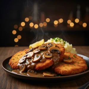 Chicken Schnitzel with Mushroom Gravy