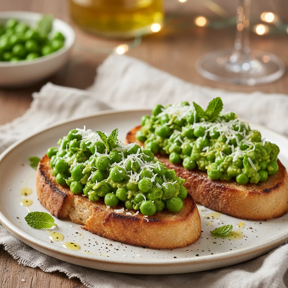 Elevate Your Parties with Fresh Pea Bruschetta Delight