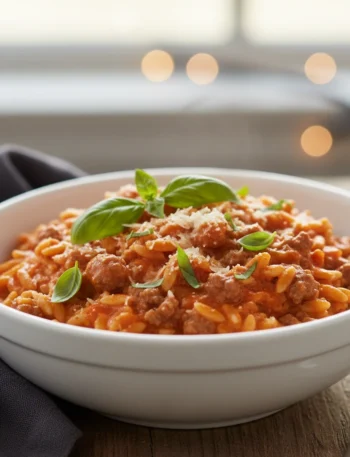 Ground Beef Orzo Tomato Cream Sauce Recipe
