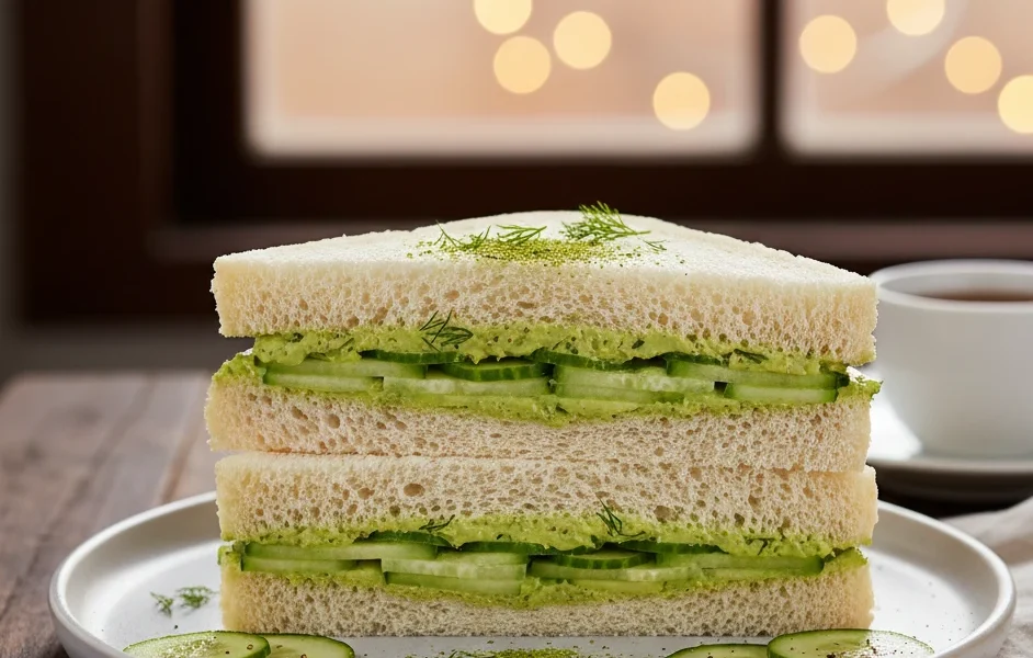 Matcha Cucumber Tea Sandwich Fresh Vegan Delight