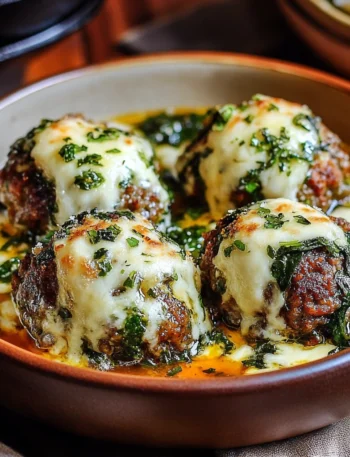 Spinach Garlic Meatballs Stuffed Mozzarella